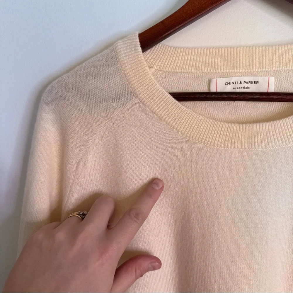 Chinti & Parker 100% Cashmere Cream Slouchy Sweater Size LL/10/Large